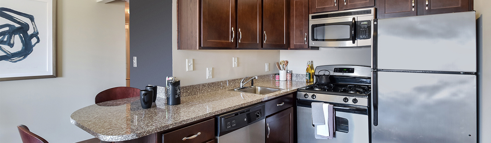 Furnished apartment kitchen