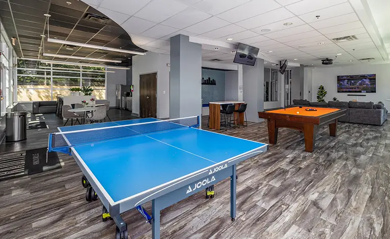 Game room with a ping pong table and pool table
