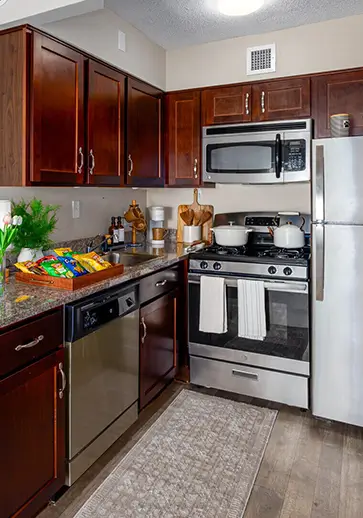 apartment kitchen with stainless steel appliances