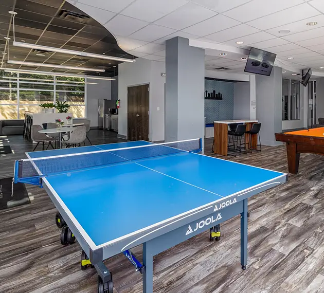 Interior lounge featuring a ping pong table