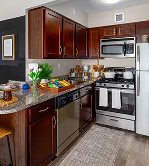 apartment kitchen with stainless steel appliances